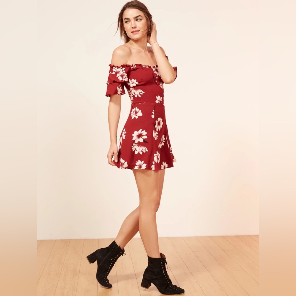 Reformation Red Floral Mini Dress